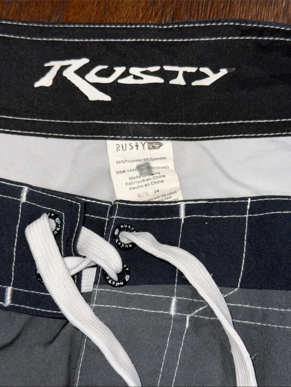 Rusty Men's Gray, Navy & Red Colorblock Swim Board Shorts 34